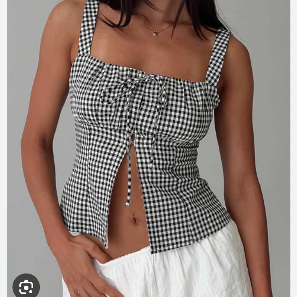 Princess Polly modern girl top black gingham NWT